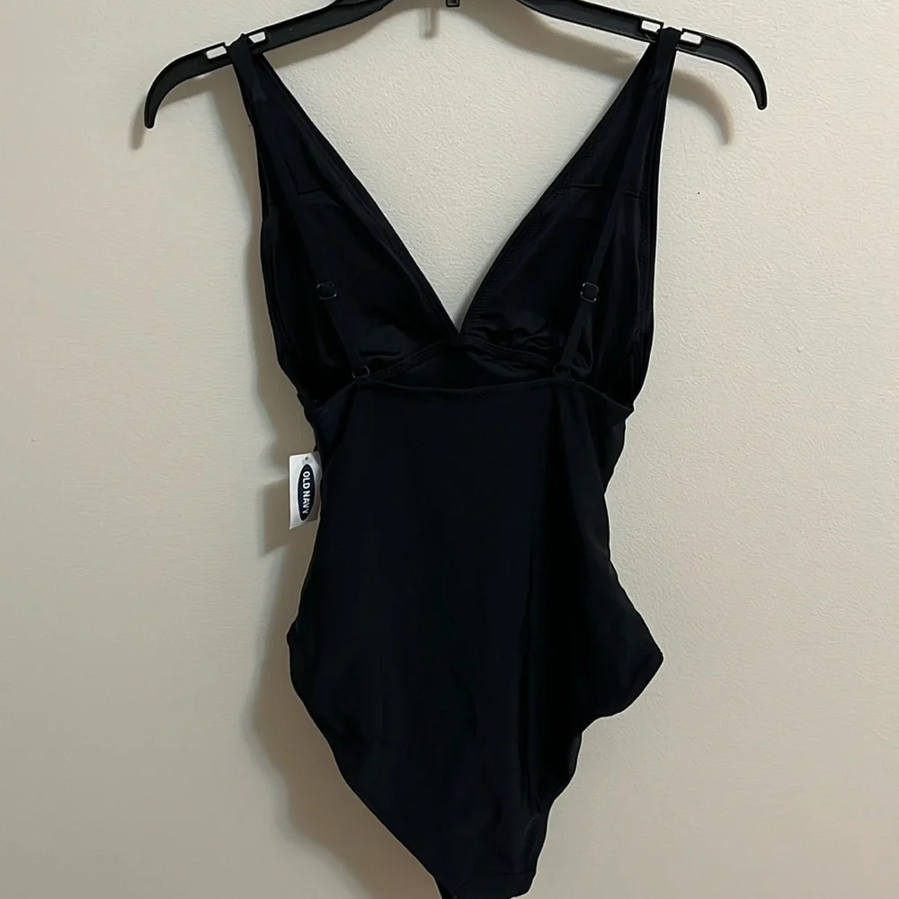 NWT Old Navy one piece swim suit XS black neutral swimwear beachwear pool resort